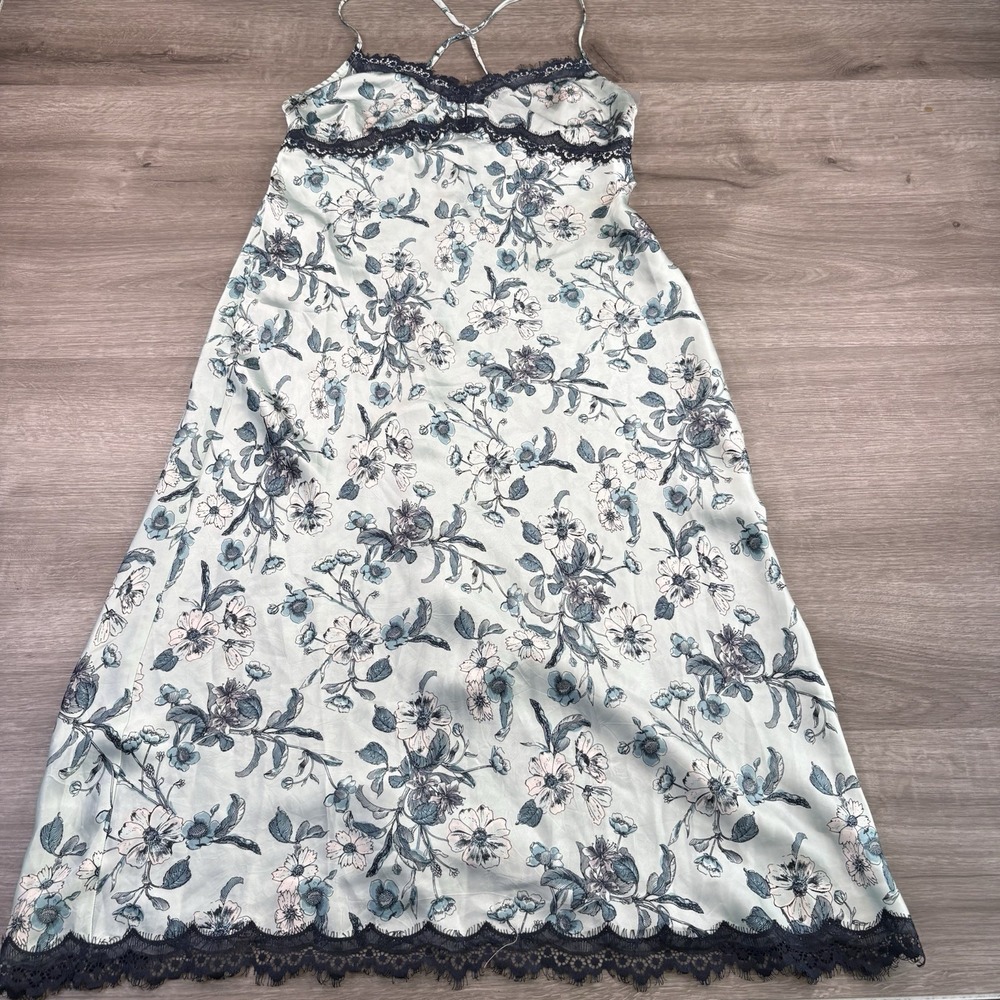 Chelsea28 Lingerie Slip Dress Size M Satin Green Hush Floral Fairy Date Night